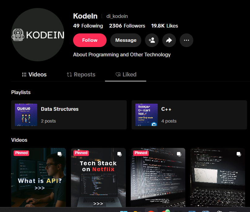 KodeIn TikTok Profile Screenshot Preview